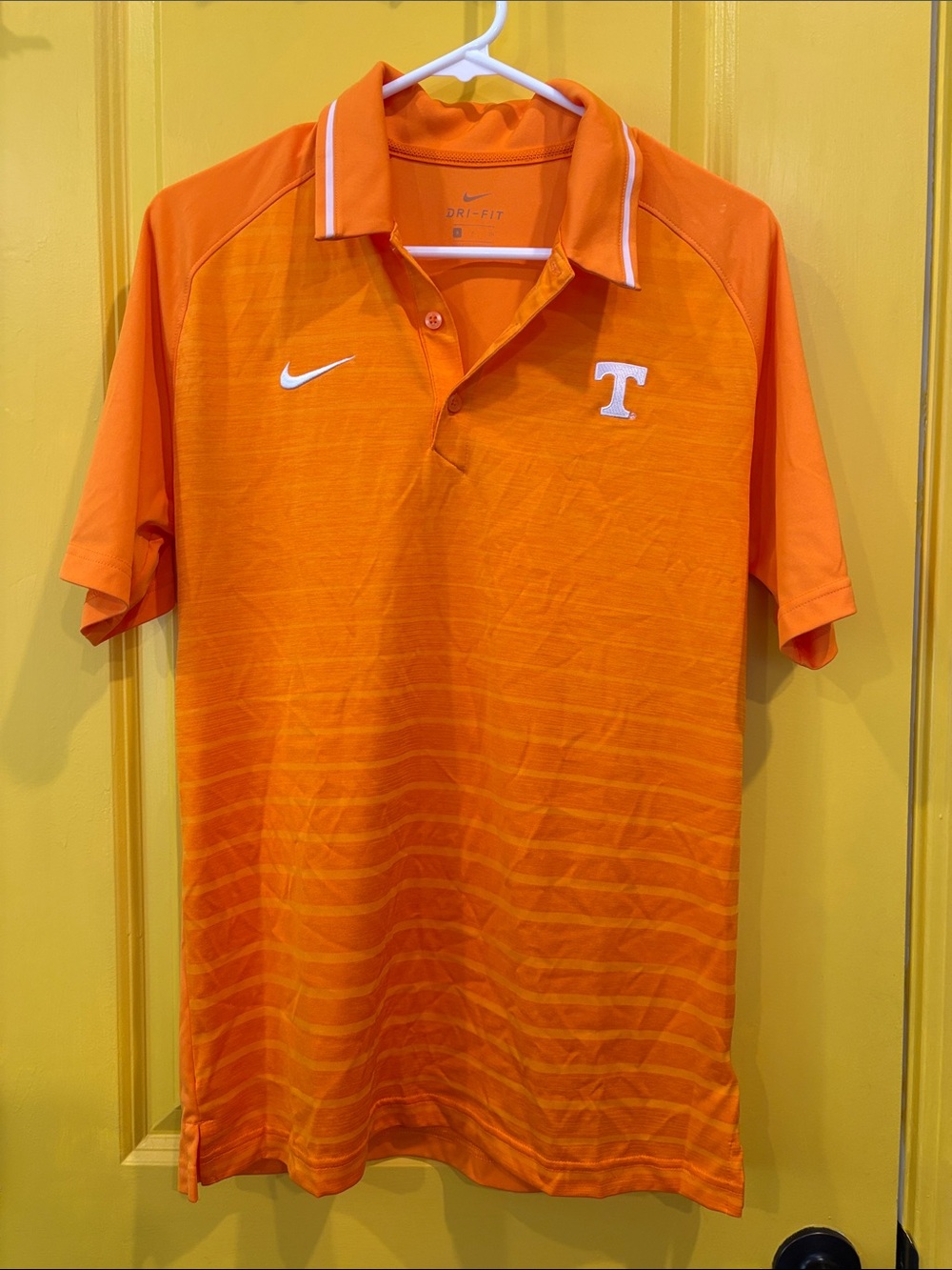 Nike Men’s Orange Tennessee Polo with White Accents and 'T' Patch